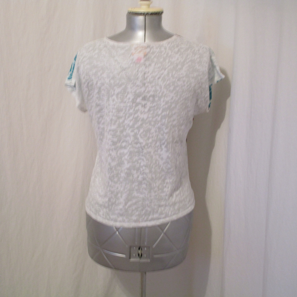 Ruby Rd Sheer Floral Top L - Picture 3 of 4